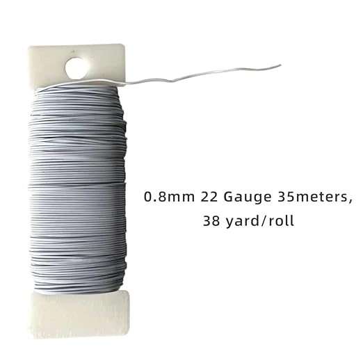 76Yards 22Gauge Silver Metal Floral Wire Flexible Paddle Florist Garden Wire for Flower Arrangement,Crafts,Christmas Wreaths Tree,Garland.