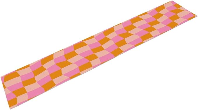 Checkered Table Runner Orange Retro 60s70s Boho Style Kitchen Restaurant Decoration Suitable for Indoor and Outdoor Festival Home Wedding Party Table Runner 13x90 Inch