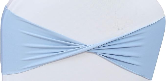 VDS Pack of 150 PCS | Baby Blue | Spandex Chair Sashes Bows Without Buckle | Stretch Elastic Banquet Universal Folding Chair Band Tie with for Wedding Party Conference Celebration Event Decoration
