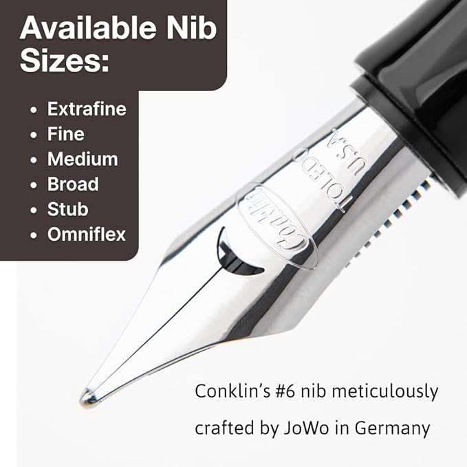 Conklin Duragraph Fountain Pen Ice Blue - Broad Nib, Elegant Writing Instrument with Cool Blue Finish