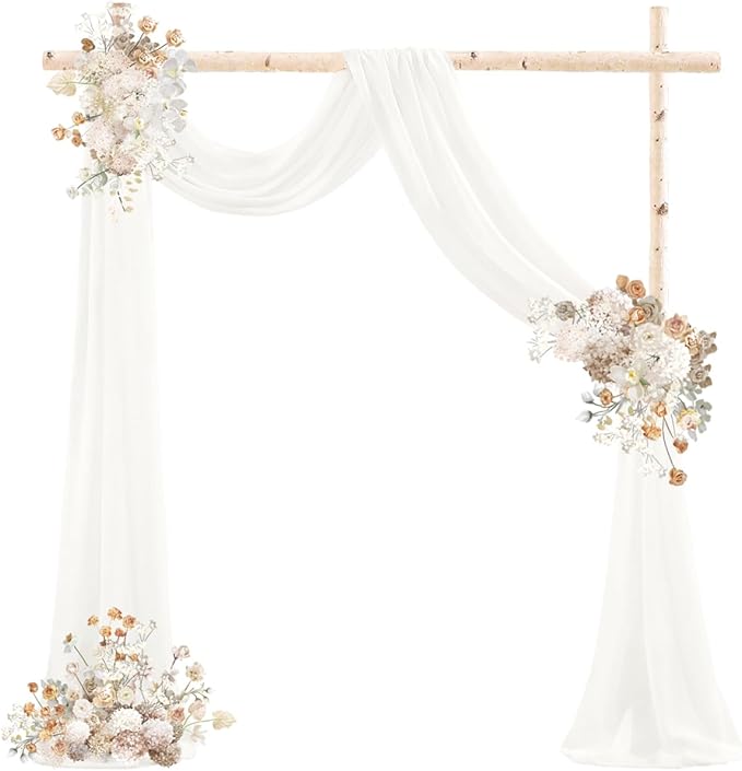 Ivory Wedding Arch Draping Fabric 29" x 20 FT White Drapes for Backdrop Sheer Curtains Wedding Drapes for Romantic Bridal Baby Shower Decorations Ceremony Birthday Party Fall Outdoor Events