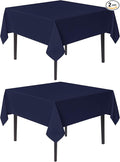 sancua Square Tablecloths 85x85 Inch, 2 Pack - Navy Blue Fabric Table Cloth for Square or Round Tables, Washable Polyester Table Cover for Outdoor Party, Birthday, Buffet, Resturant