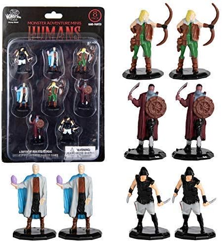 8 Painted Fantasy Bandit Mini Figures- All Unique Designs- 1" Hex-Sized Compatible with DND Dungeons and Dragons & Pathfinder and All RPG Tabletop Games