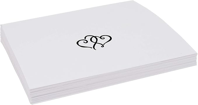 Linked Hearts Place Cards, Black (Choose Color), Set of 150, Pre-cut and Scored - Wedding, Party, Dinner, and Special Events - Made in the USA