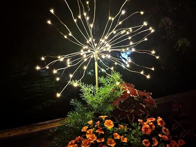 Solar String Lights, 4 Pack Warm White Stakes, 120 LEDs, IP65 Waterproof