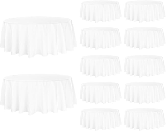 Round Tablecloths: 12 Pack White 90-Inch Polyester Covers