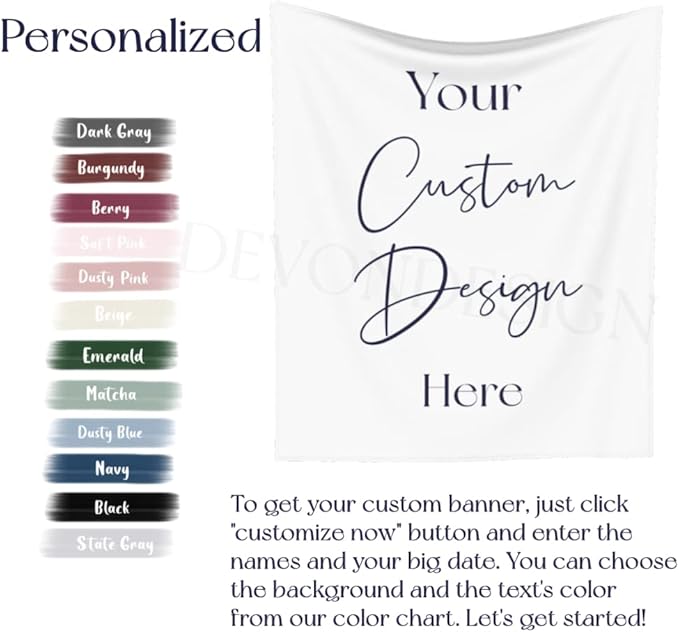 With My Whole Heart for My Whole Life - Custom Tapestry with Names and Date, Rustic Sign, Personalized Calligraphy Banner for Ceremony, Wedding Arch & Reception Backdrop