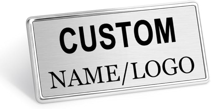Custom Name Tags ID Badges with Logo Name Personalized Name Badges Name Tag ID Badges with Pin Backing Customizable Name Tags for Business Offices Stores Restaurant, 1.5x2.8 in, 200PCS