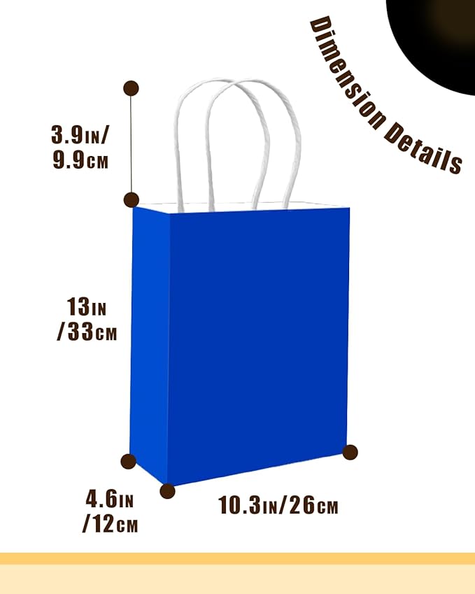 Gift Bags with Handles, 100 Count Diamond Blue Paper Party Bags