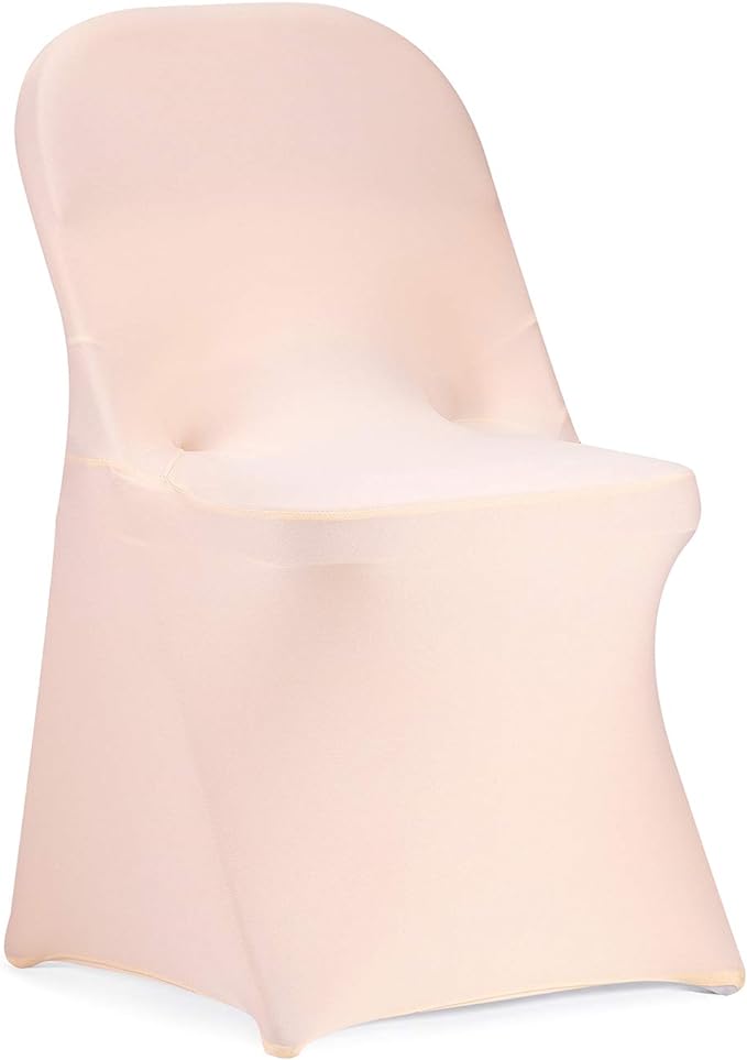 Peomeise Stretch Spandex Folding Chair Cover for Wedding Party Dining Banquet Event (Blush Pink,6pcs)