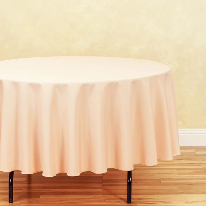 LTC LINENS 2 Pack 90 Inch Round Tablecloth Peach - Wrinkle Resistant Table Cloth for Round Table -Washable Polyester Fabric Table Cover for Wedding, Party