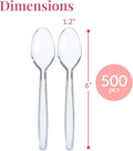 Disposable Spoons, 500 Count Clear Plastic, 6 Inch