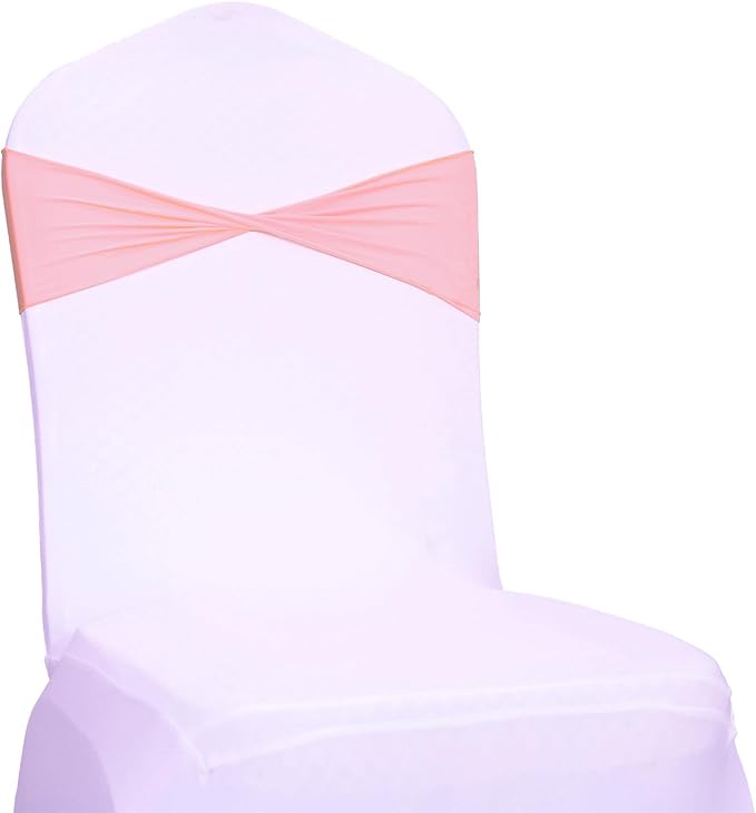 VDS Pack of 125 PCS | Dusty Rose | Spandex Chair Sashes Bows Without Buckle | Stretch Elastic Banquet Universal Folding Chair Band Tie with for Wedding Party Conference Celebration Event Decoration