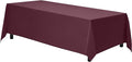 Gee Di Moda Rectangle Tablecloth - 90 x 132 Inch Burgundy Table Cloth for 6 Foot Table with Floor-Length Drop - Heavy Duty Washable Fabric - 6 Ft Buffet Table, Holiday Party, Wedding & Baby Shower