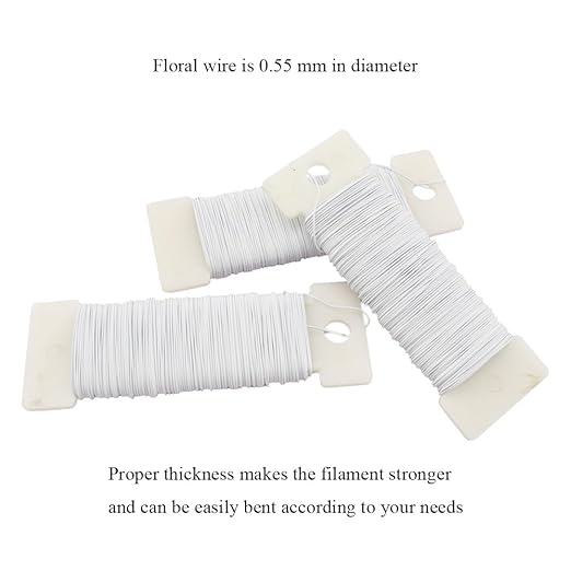 HAHIYO 26Gauge White Metal Floral Wire - 3 Rolls, 115 Yards (345 Feet) - Flexible Paddle Wire for Crafts, Christmas Wreaths, Tree & Flower Arrangement