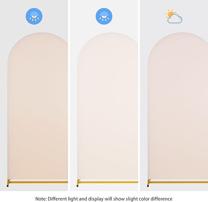 SoarDream 7.2FT Wedding Arch Cover Beige Spandex Fitted Wedding Arch Stand Covers Fitted for Round Top Chiara Arch Cover Stretchy Backdrop for Birthday Birthday Party Balloon Decor