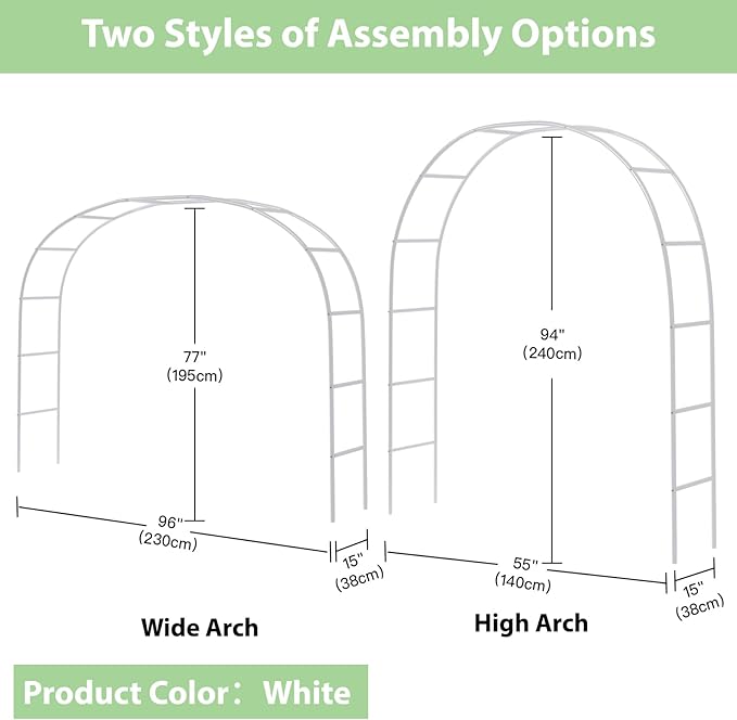 White Metal Garden Arch Arbor, 55 x 94 Inch Wedding Backdrop Stand