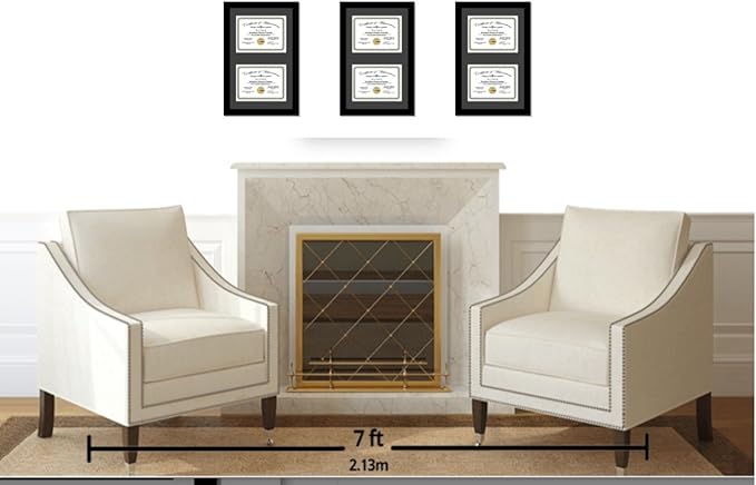 Creative Picture Frames 14X24Bk-B Black Vertical Double Diploma Frame With 2 Opening Black Mat, Holds 2-10X12-Inch Documents With Wall Hanger