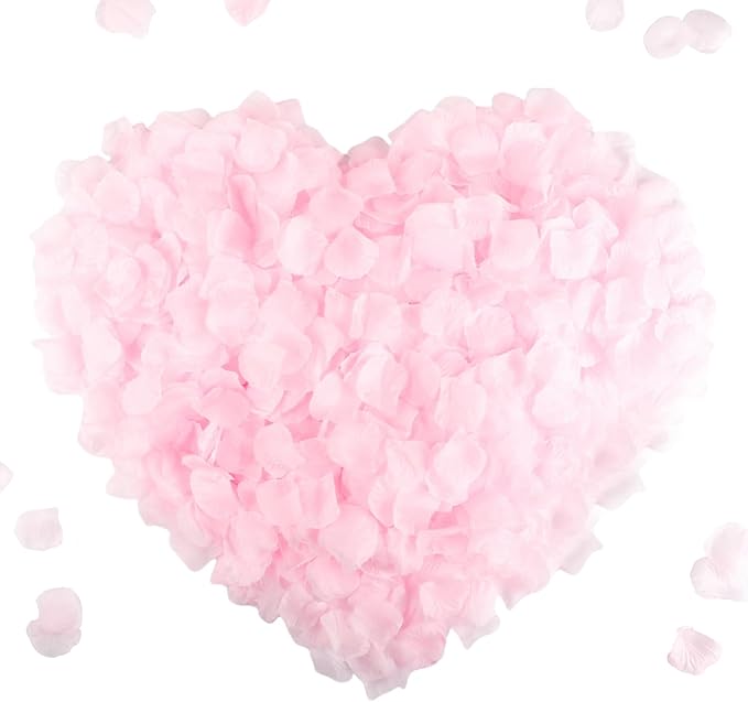 CODE FLORIST 1100 PCS Silk Rose Petals for Valentine's Day,Fake Rose Petals for Romantic Night,Wedding,Proposal Anniversary Flower Decorations(Separated,Scented,Light Pink)