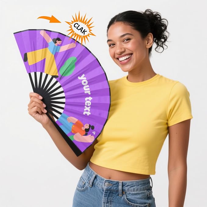 Custom Fans with Your Photo/Text - Personalized Folding Hand Fan for Line Dancing, Weddings, Parties | Decorative Gift for Women, Church Events & Dance Performances (30, 10 Inch)