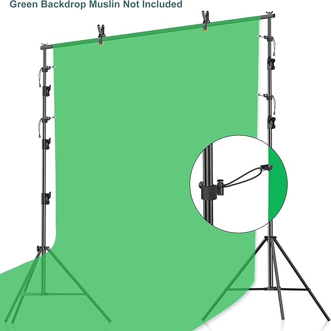 Backdrop Support Stand Kit, Black Aluminum, 3.4 to 10 Ft Adjustable