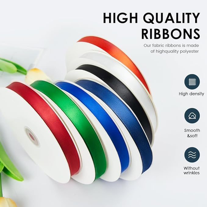 3/8" Wide x 100 Yards Single Face Polyester Satin Ribbon, Satin Ribbon for Crafts, Gift, Hair Bows, Wedding Party Decoration, Bow Making & Other Projects (Purple)