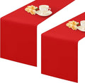 2 Pack Red Long Table Runner 12 x 108 Inch Solid Color Farmhouse Runners Coffee Table Dresser for Daily Party Home Decoration