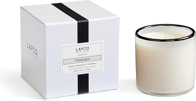 Jar Candle, Champagne Scent, 6.5 oz Hand Blown Glass, 50-Hour Burn