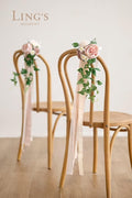 Artificial Flowers for Wedding Aisles, 8 Pieces in Dusty Rose with Ribbon Cards