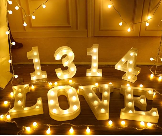 MUMUXI Marquee Light Up Letters | Large Light Up Numbers | Battery Powered and Bright with Every Letter of The Alphabet | for Wedding, Birthday, Party, Celebration, Christmas or Home Decoration (2)