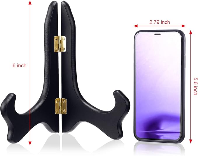Tatuo 4 Packs Wooden Display Stand Decorative Plate Stands for Display Picture Frame Holder Easels