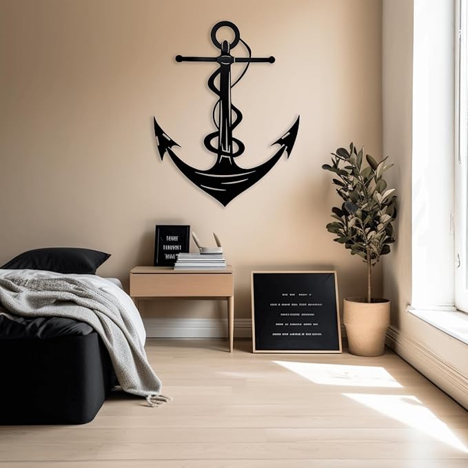 XXQ Anchor Metal Wall Decor, Anchor Metal Wall Art for Bedroom Living Room Dorm Antique Anchor Wall Decor Antique Metal Anchor Farmhouse Decor (Whhite, 28" x 41" / 70 x 105cm)