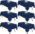 Navy Blue 6 Pack Polyester Table Cloth 60 x 102 Inch, Rectangle Tablecloths for 6 Foot Tables Washable Table Cloth for Party Wedding