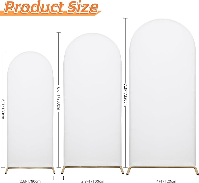 Wedding Arch Spandex Backdrop Cover 7.2FT Stretchy for Wedding, Birthday Party Decoration, Baby Shower, Banquet (White, Cover Only)