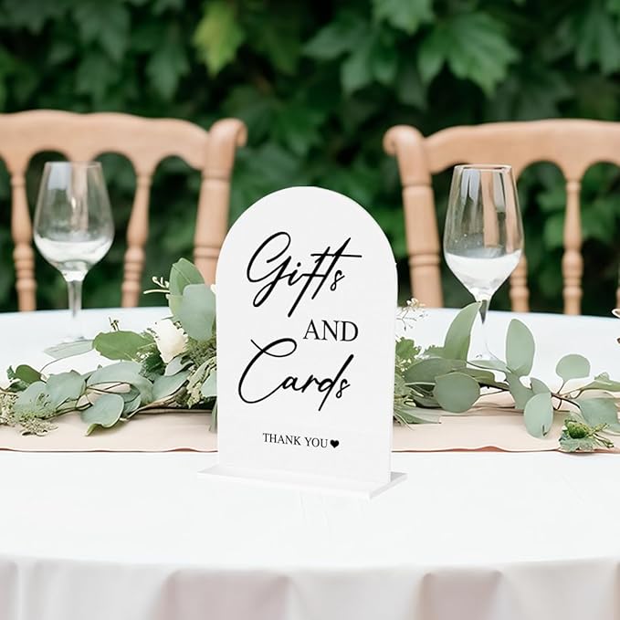 Cards and Gifts Sign for Wedding Acrylic Arch Wedding Bridal Shower Baby Shower Welcome Table Signs for Ceremony and Reception Decor 7 x 5 Inches