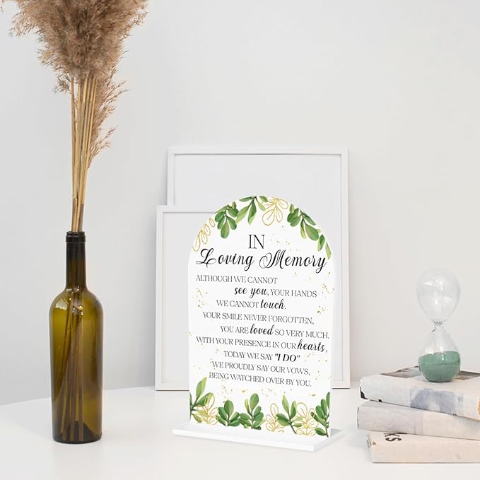 In Loving Memory Wedding Sign, In Memory Wedding Sign for Engagement Bridal Shower Decor fo Ceremony Reception, Weddings Table White Acrylic Sign