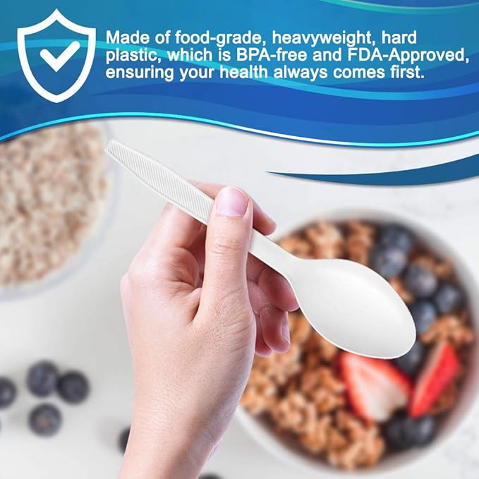 Soup Spoons, 400 Count Heavyweight White Disposable Plastic