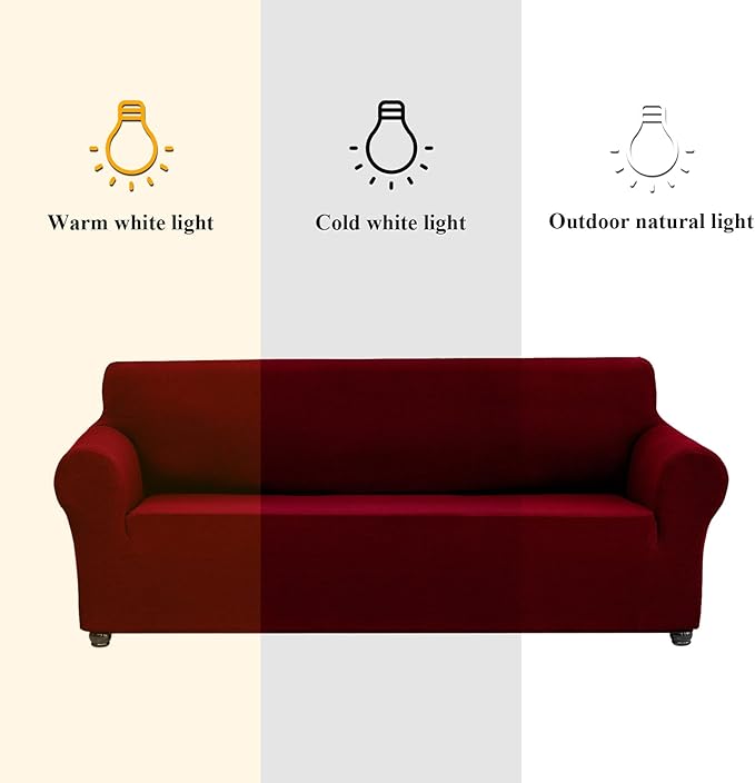 Sofa Slipcover, Red Dahlia Stretch Fit with Waterproof Finish