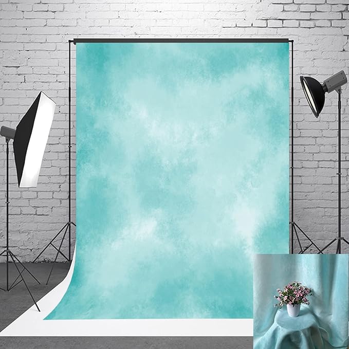 5x7ft Aqua Abstract Solid Photography Backdrops Gradient Portrait Photo Booth Background for Photographyer