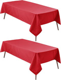 Hiasan 2 Pieces Red Tablecloth Rectangle - Wateproof and Spillproof Kitchen Christmas Washable Polyester Table Cloth for Dining Room, 54 x 80 Inch