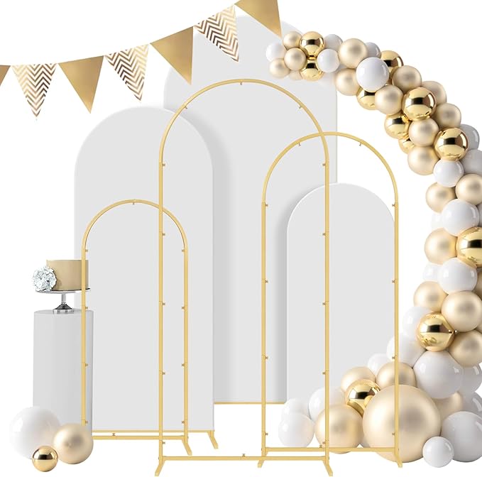Background Support Stand Set, White Metal Arches, 3 Pieces