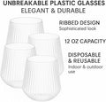 Wine Glasses, 18 Pack Clear Ripple Plastic Stemless 12 Oz