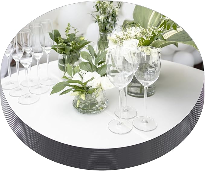 Round Mirror Centerpieces, 12 Pack, 12-Inch Glass Tabletop Decor for Parties