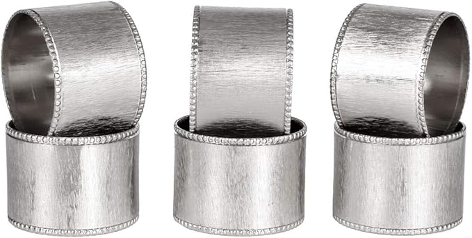Napkin Rings, Set of 12 Round Silver Metal Napkin Holders