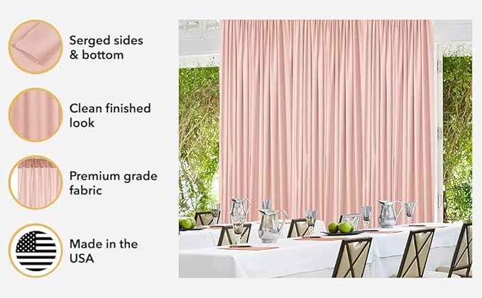 AK TRADING CO. 10 feet x 8 feet IFR Polyester Backdrop Drapes Curtains Panels with Rod Pockets - Wedding Ceremony Party Home Window Decorations - Coral