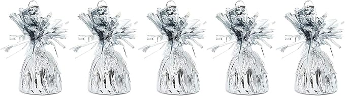 Balloon Weights, 15 Pack Silver Fringed Mylar Balloon Holders with Hook