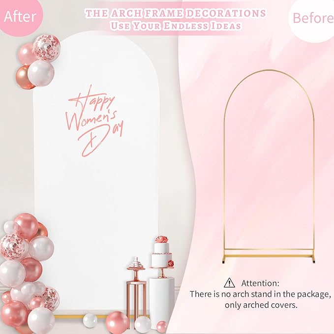 SoarDream White Wedding Arch Backdrop Cover 6.6FT Spandex Fitted White Wedding Arch Covers Round Top Chiara Arches Backdrop Cover Fabric for Birthday Balloon Party Decoration