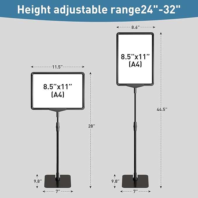 Sign Holder Stand 8.5 x 11,Sign Stand for Display,Adjustable Sign Holders For Table Top,Suitable for indoor use