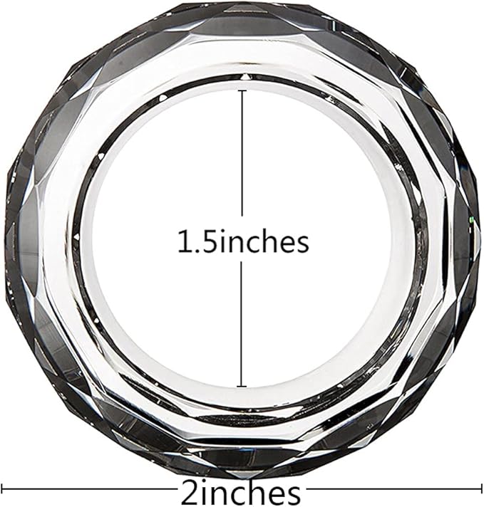 Crystal Napkin Rings Holders - 2 Inch Set of 4, Party Wedding Set Christmas Decorations for Table Dinner