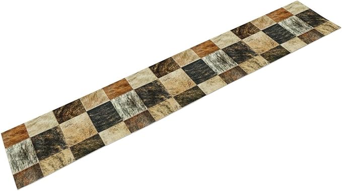 Rustic Cow Skin Patchwork Print Table Runner, Farmhouse Country Western Style Fur Table Cover for Dinning Home Party Holidays Home Setting, 13x108 Inch